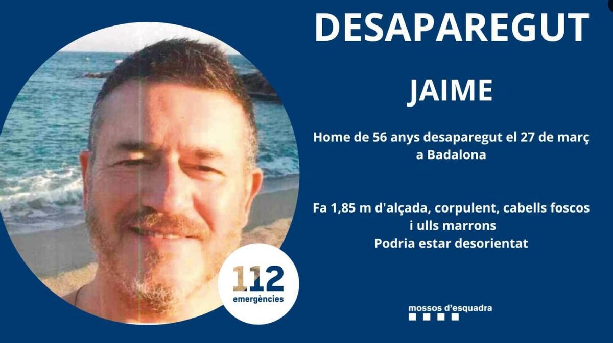 Els Mossos busquen un home de 56 anys desaparegut a Badalona Els Mossos busquen un home de 56 anys desaparegut a Badalona