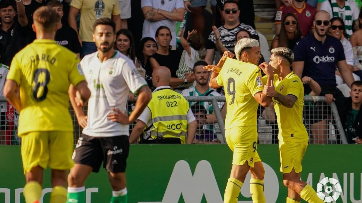 Arana celebra su primer gol en LaLiga Smartbank