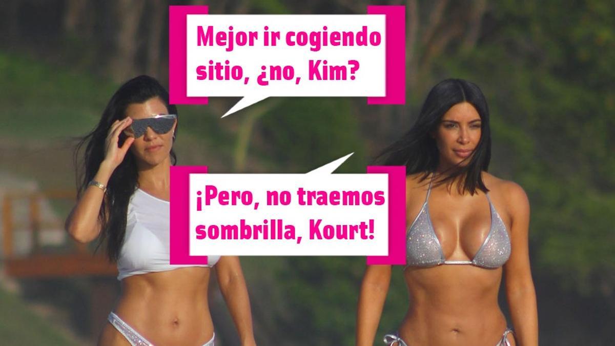 Kim Kardashian y Kourtney en la playa