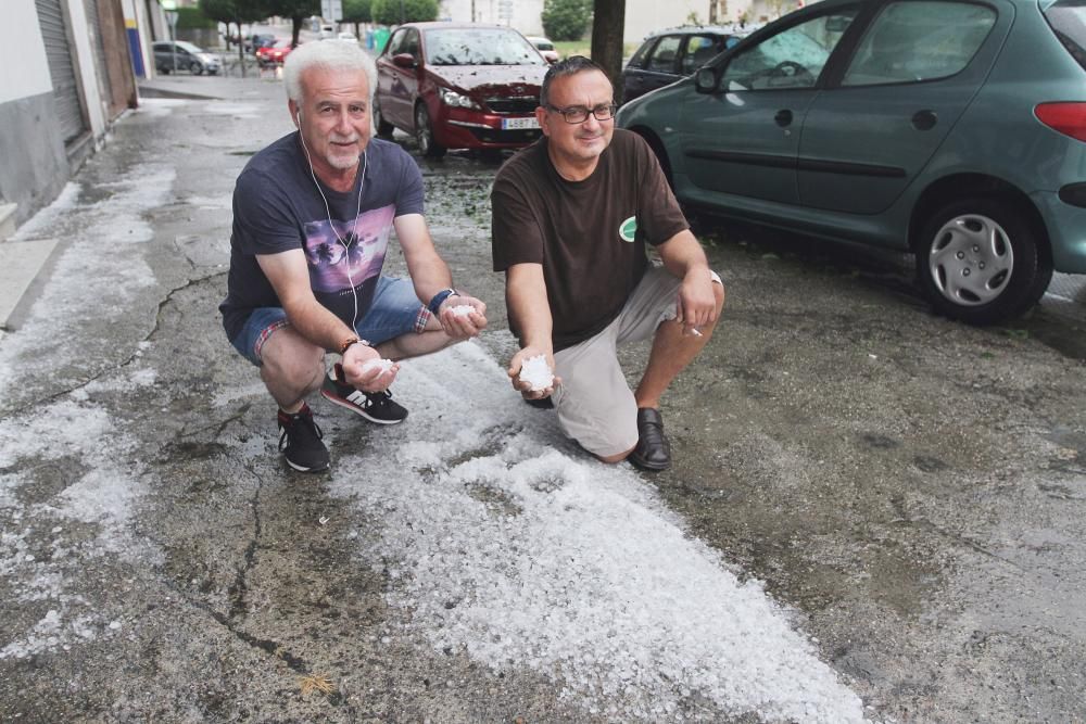 Fuerte tormenta y granizo en O Carballiño