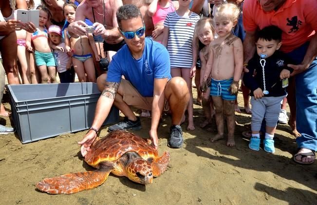 GARZA ÁNADE TORTUGA SUELTA CHARCA MASPALOMAS