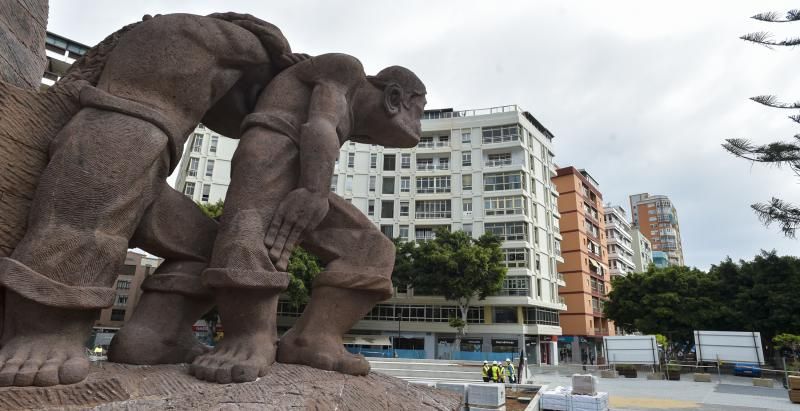 Obras de la peatonalización de la Plaza de España