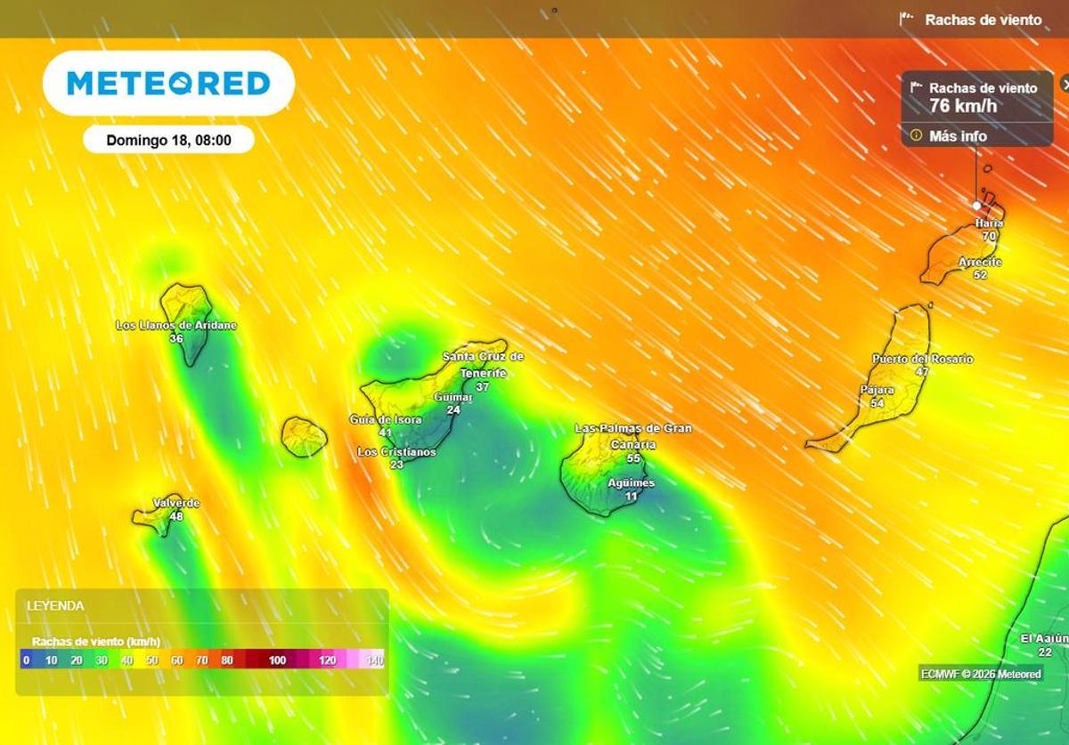 Velocidad del viento en Canarias