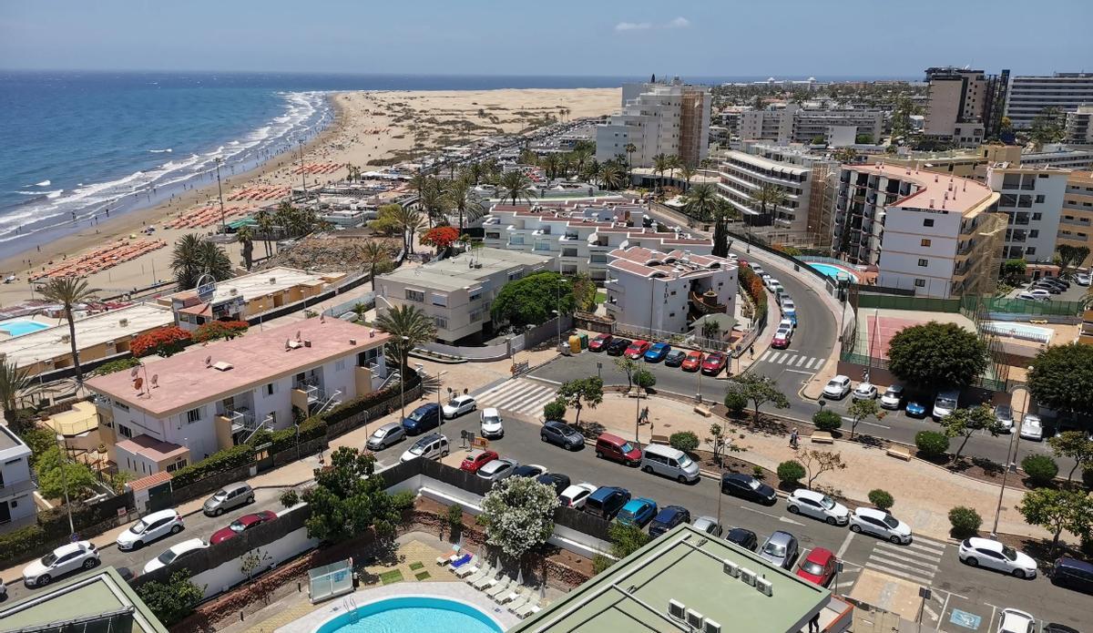 Vista aérea de Playa del Inglés, en una imagen de archivo