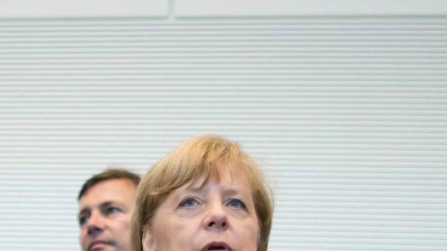 La canciller alemana, Angela Merkel, ayer en el Parlamento.