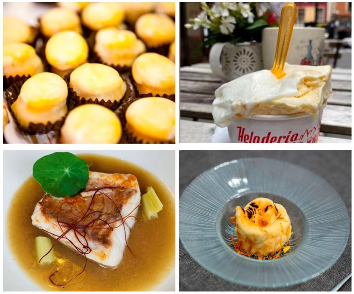 Algunas de las recetas elaboradas por algunos de los restaurantes adscritos a Gijón Gourmet, así como algunos dulces de la ruta de Gijón Goloso