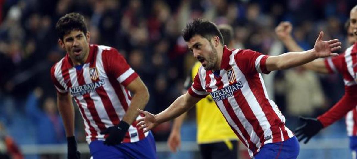 Diego Costa y Villa formarán la delantera rojiblanca en el Camp Nou.