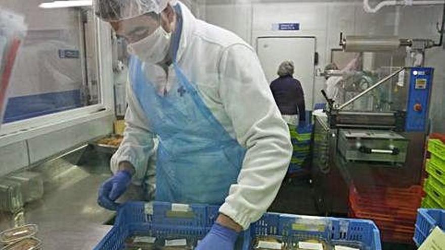 Elaboración de comida en la línea fría del Hospital.