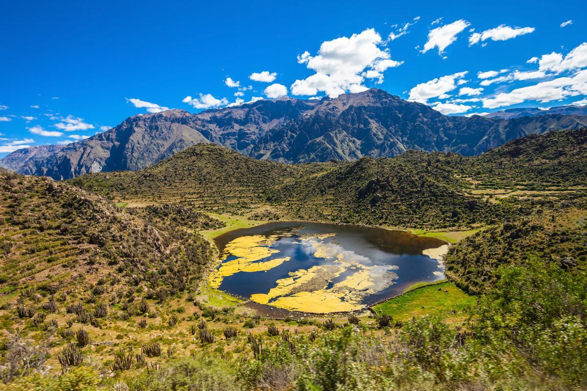 Colca Valley is located about 100 kilometers northwest of Arequipa, Peru