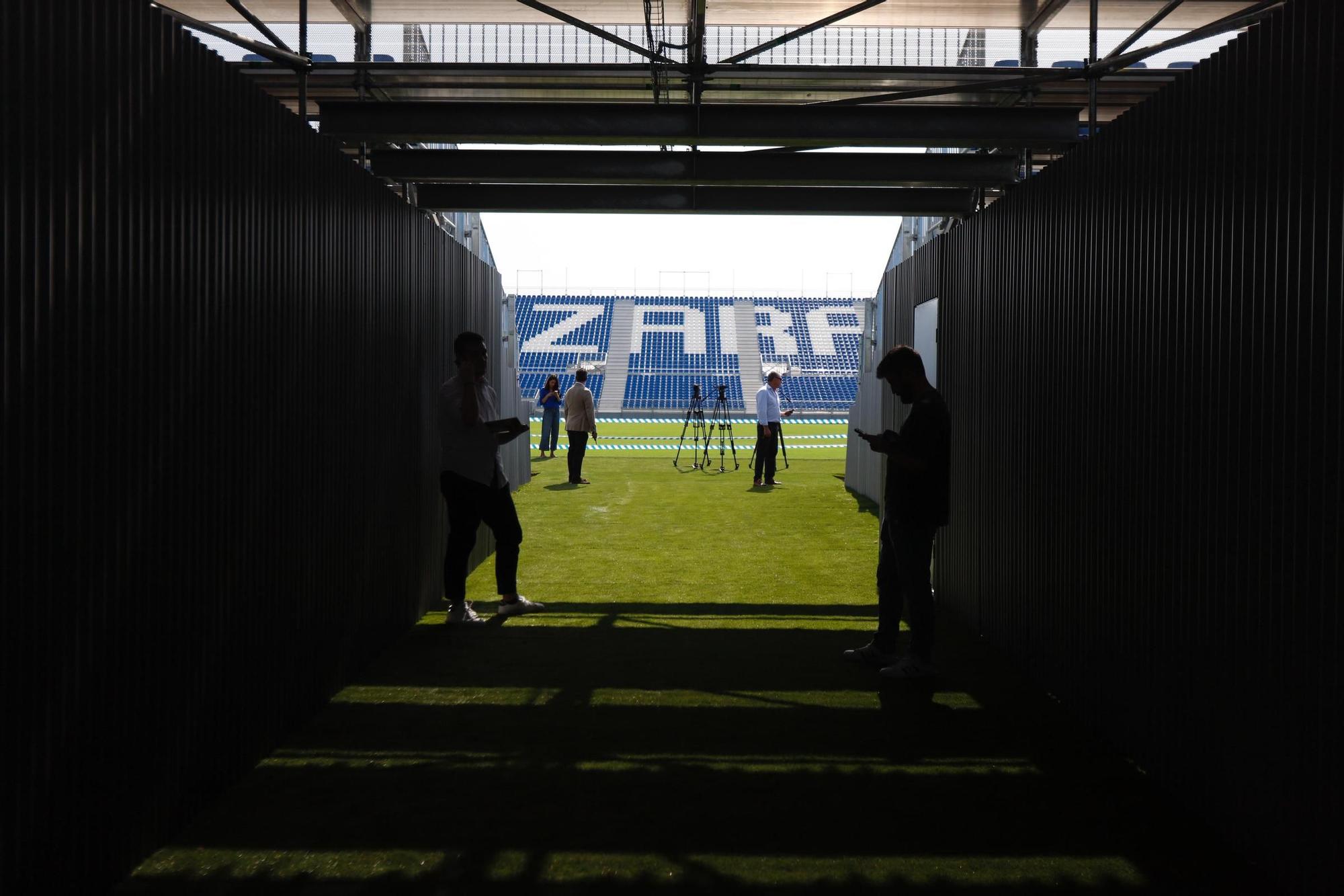 Así luce el campo modular donde el Real Zaragoza jugará las dos próximas temporadas.