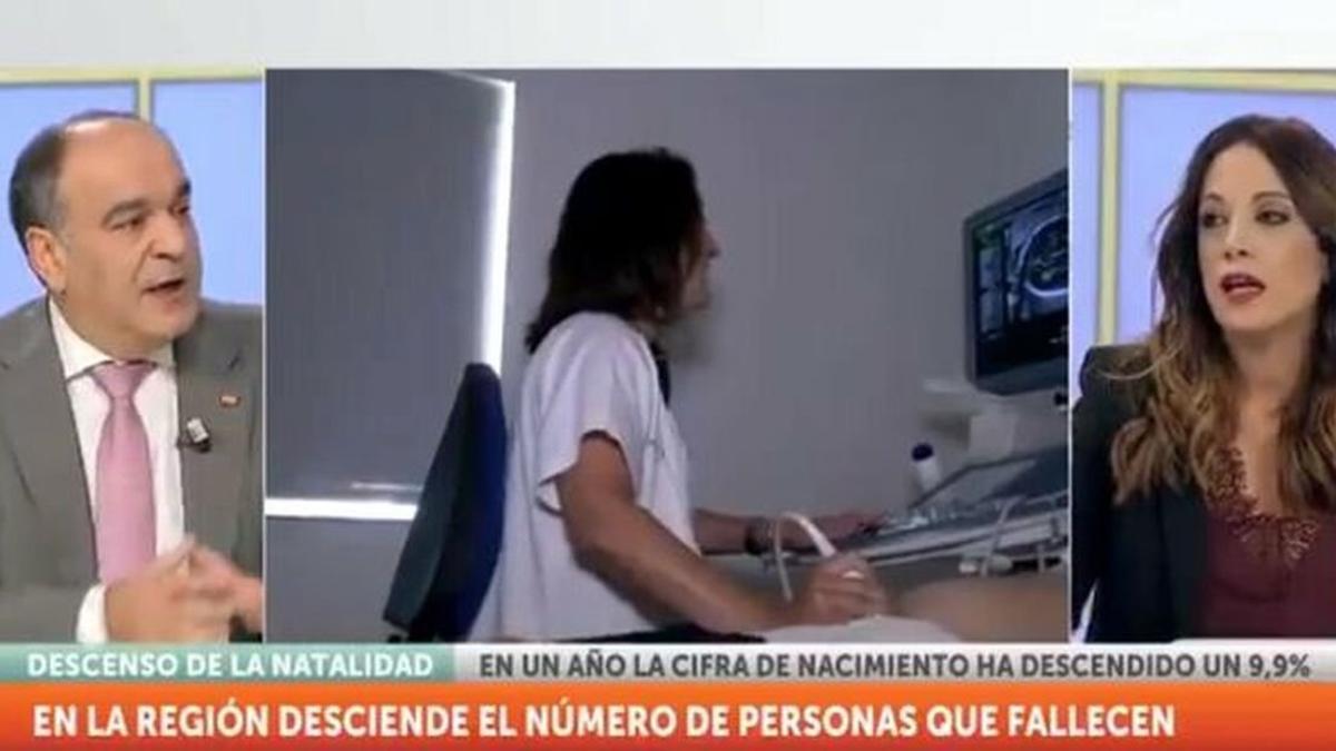 Imagen del diputado de Vox en el debate en la televisión Región de Murcia.