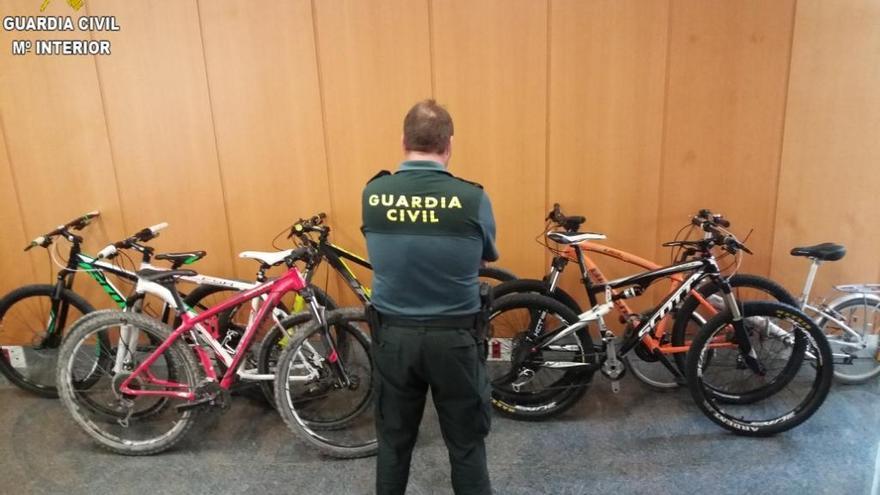 Bicicletas robadas recuperadas por la Guardia Civil.