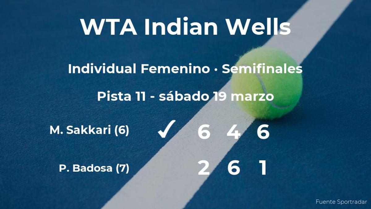 La tenista Paula Badosa, eliminada en las semifinales del torneo WTA 1000 de Indian Wells