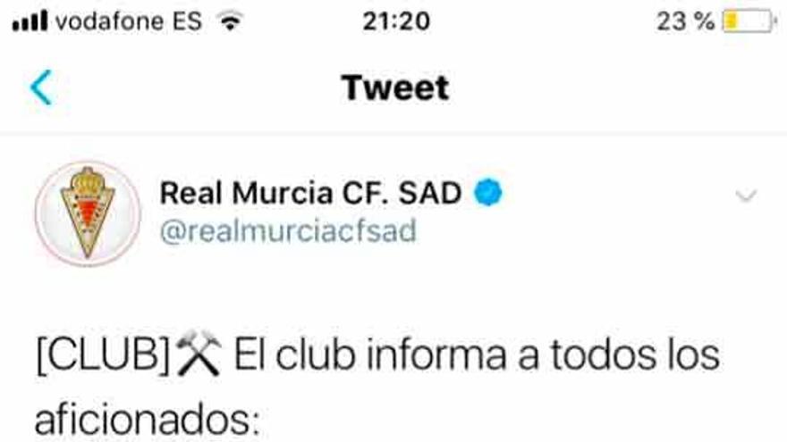 Ni jueves, ni lunes, el Murcia sigue sin anunciar el nombre del entrenador