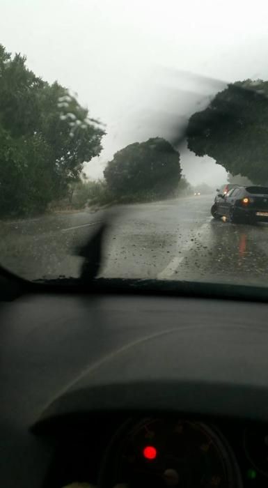 Las fuertes lluvias provocan problemas de circulación en Mallorca