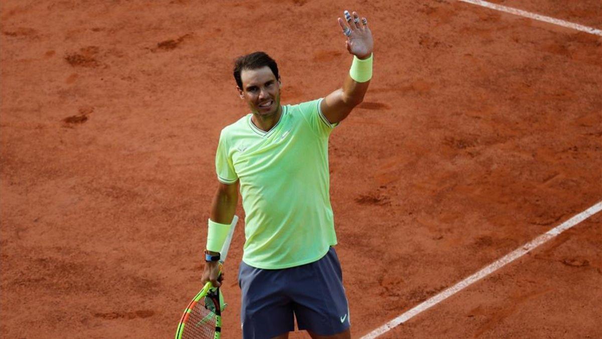 Nadal celebrando el triunfo ante Nishikori