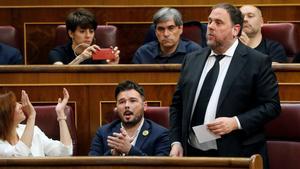 Oriol Junqueras, líder de ERC, promete su cargo en la sesión constitutiva del Congreso de los Diputados del 21 de mayo de 2019