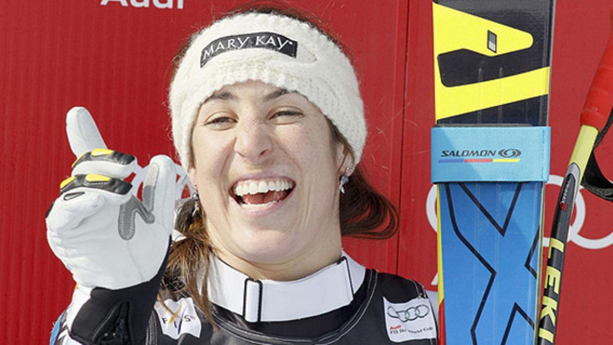 Carolina Ruiz, en el podio de Meribel