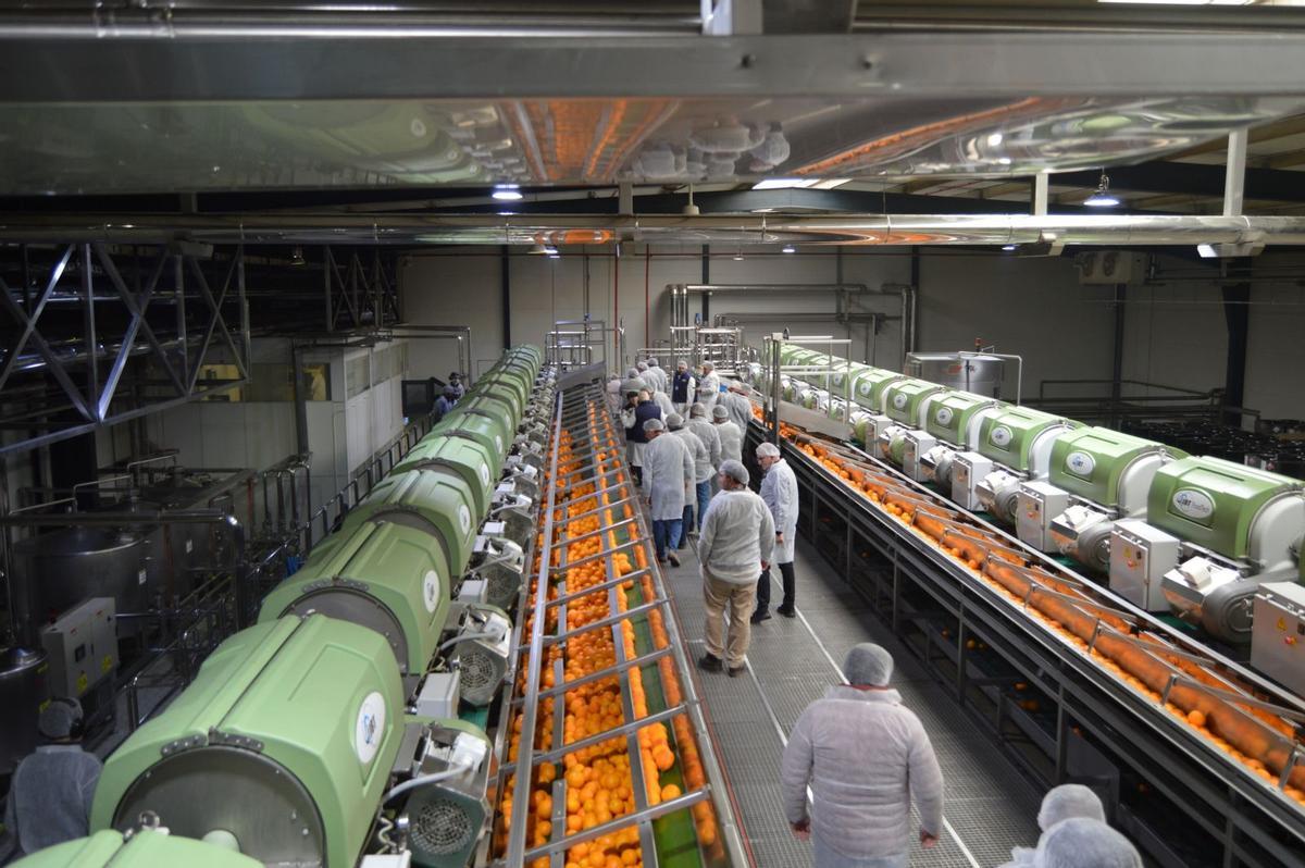 Visita de la delegación colona a la fábrica onubense de García Carrión.