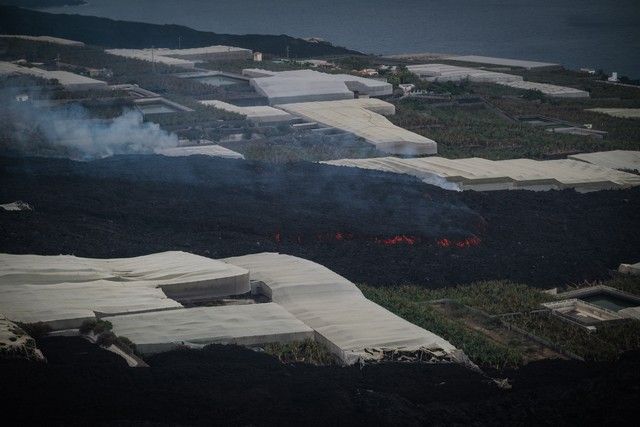 Volcán de La Palma, plataneras y zona de exclusión