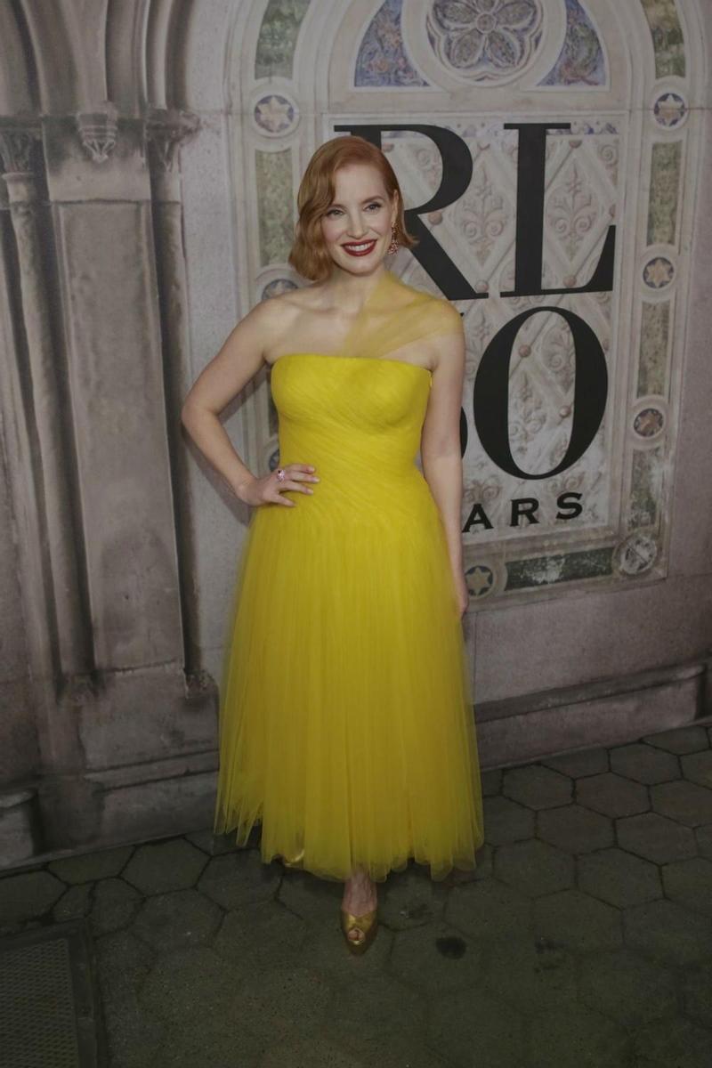 Jessica Chastain en la fiesta 50º aniversario de Ralph Lauren