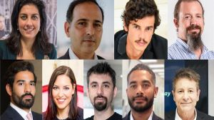 De izquierda a derecha, de arriba a abajo: Almudena de la Mata, fundadora de Blockchain Intelligence; Javier García de la Torre, director de Binance España y Portugal; Víctor Ronco, experto en criptomonedas; Ángel Luis Quesada, CEO de Onyze; Manuel Villegas, Next Generation Research Analyst de Julius Baer; Selva Orejón, profesora de la EAE Business School; Leif Ferreira, cofundador y CEO de Bit2Me; Simon Peters, analista experto en criptoactivos de eToro; y Herminio Fernández, CEO de EurocoinPay.