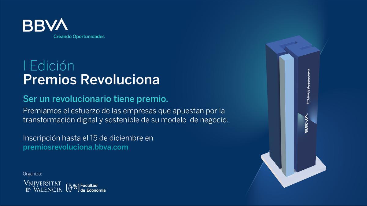 Cartel de presentación de los Premios BBVA Revoluciona, organizados por BBVA y la UV.