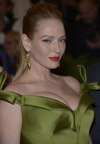 Uma Thurman usa también las sombras claras para dar un nuevo aspecto a su mirada.