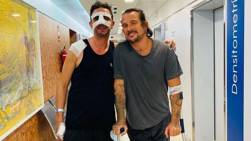 El dj Luciano y su amigo tras el accidente en Ibiza.