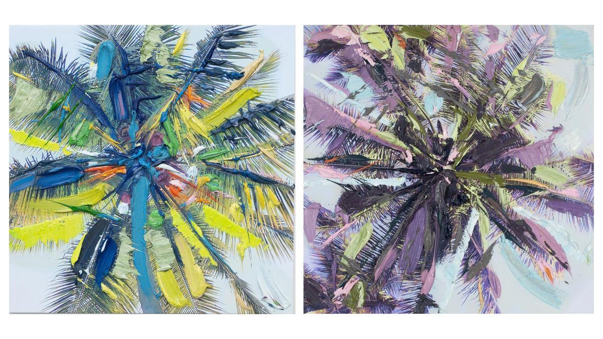 Dos de las obras pictóricas de Erik Schmidt que se pueden ver en la exposición retrospectiva del EACC.