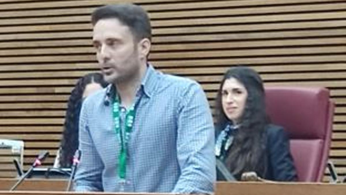 El estudiante de Criminología Jaime Guillot, durante su intervención en las Corts