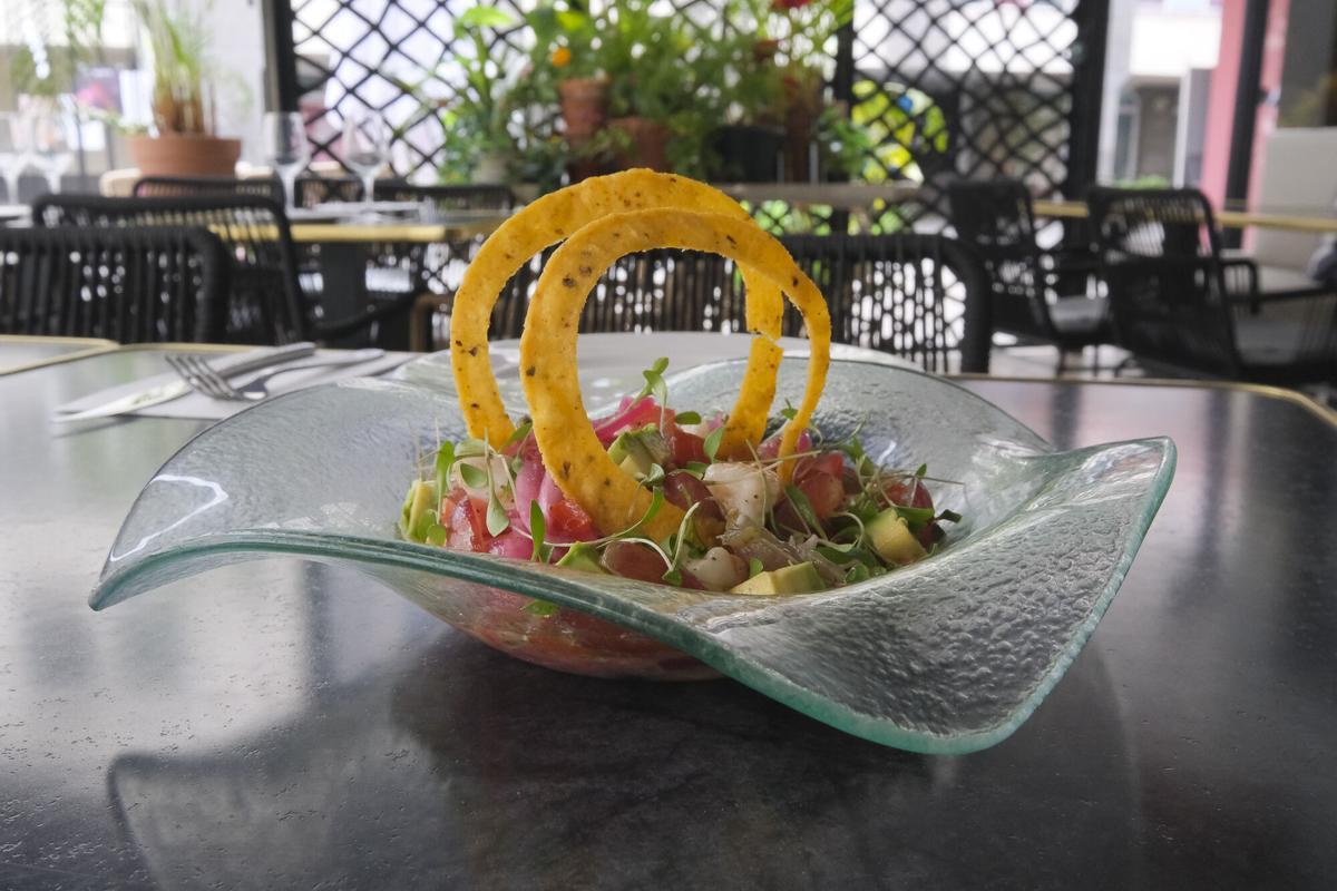 El ceviche maya hecho con langostinos.
