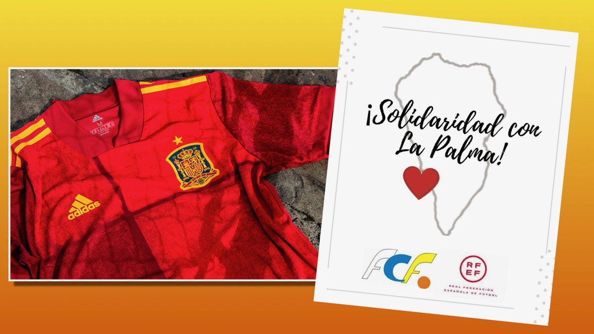 Subasta de camisetas de la Selección Española de Fútbol a beneficio de los damnificados por el volcán de La Palma