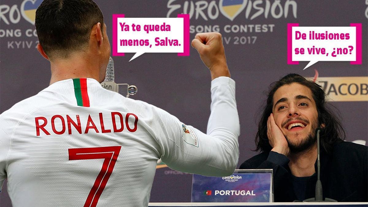 Cristiano Ronaldo y Salvador Sobral con bocadillos