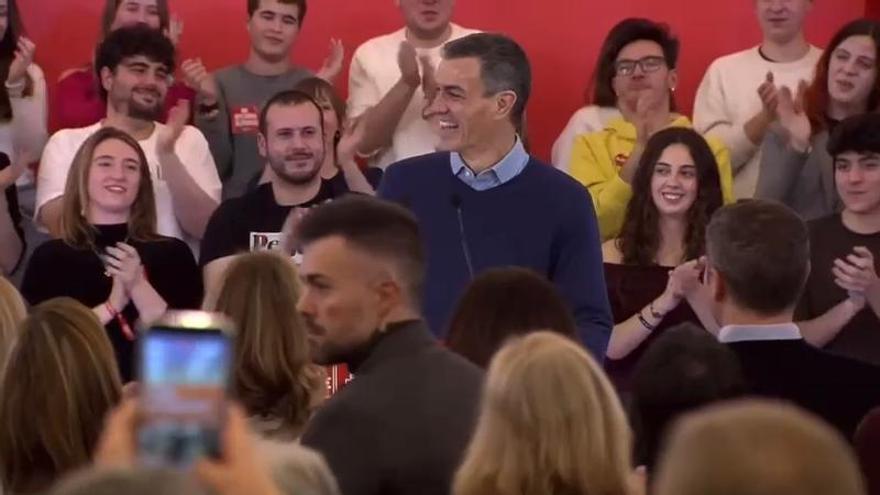 VÍDEO | Pedro Sánchez se ríe en el mitin de Zaragoza del lapsus de Feijóo en Binéfar