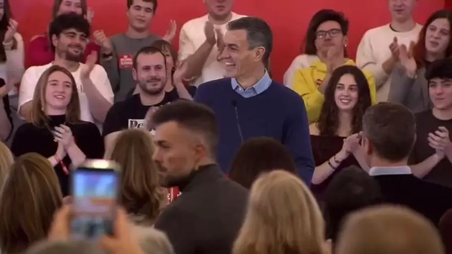 VÍDEO | Pedro Sánchez se ríe en el mitin de Zaragoza del lapsus de Feijóo en Binéfar