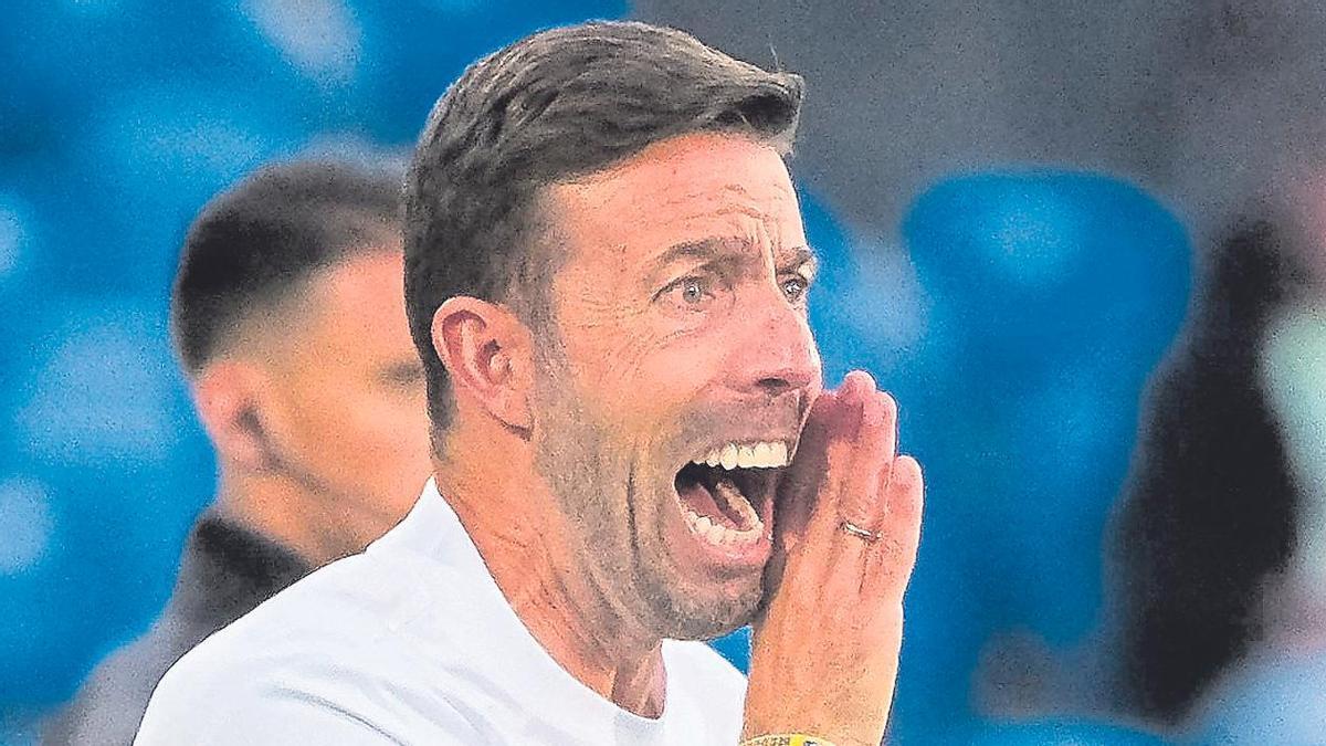 Luis García Fernández, durante el pulso ante el Valladolid en el Gran Canaria.