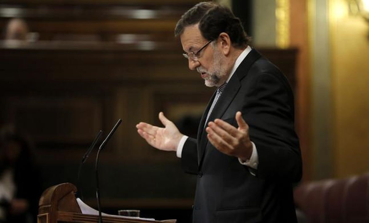 Mariano Rajoy, durant la seva intervenció en el debat. Mariano Rajoy, durant la seva intervenció en el debat.