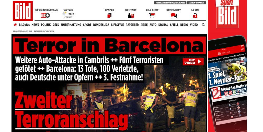 El ataque en Barcelona en la prensa internacional