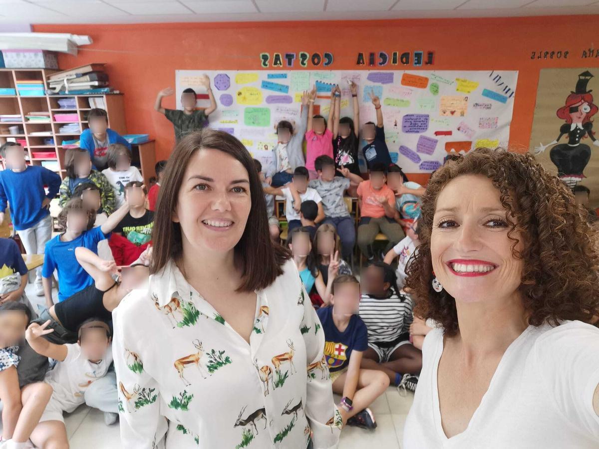 Visita de Ledicia  Costas a los  alumnos de Fátima  Caramés.