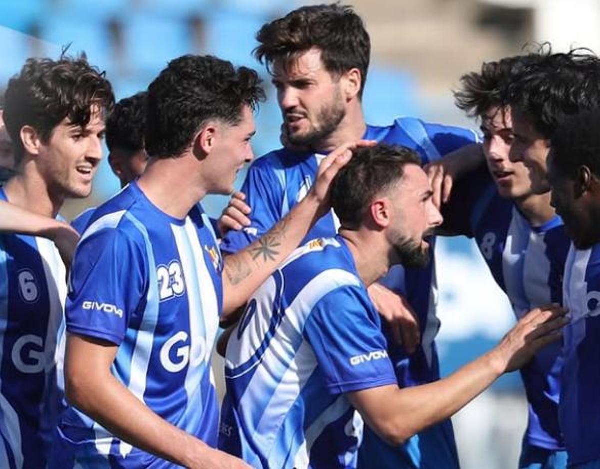Celebració d'un gol de la Unió en un partit d'aquesta temporada.