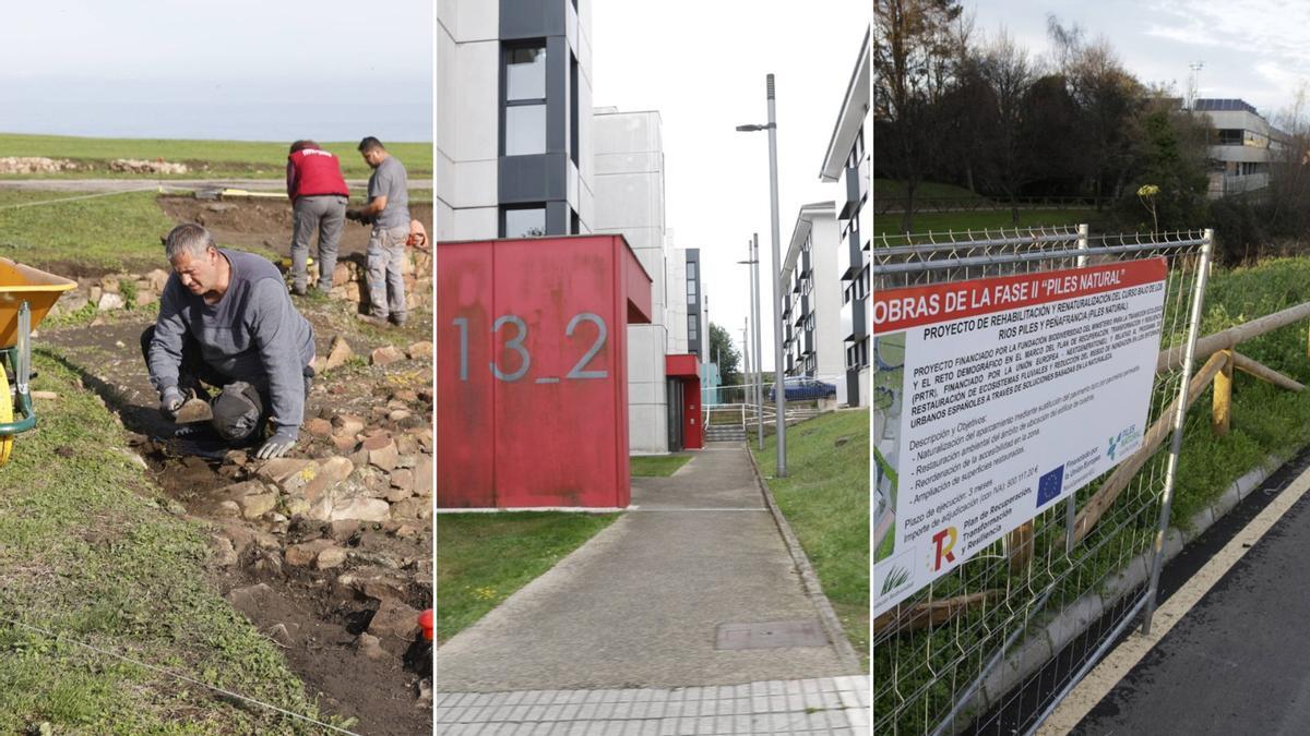 Excavaciones en la Campa, renovación de fachadas en Inuesa y renaturalización del Piles.