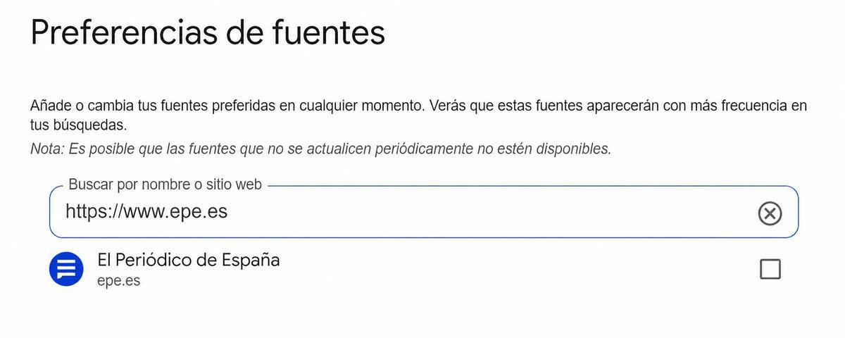 Añadir EL PERIÓDICO DE ESPAÑA como fuente preferida en Google.
