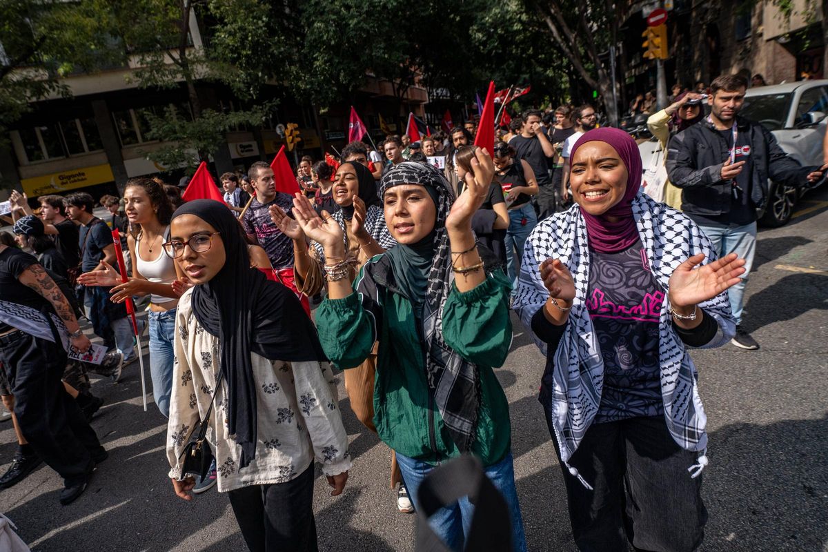 Manifestación de estudiantes en Barcelona en apoyo a Gaza, este mes de octubre. Manifestación de estudiantes en Barcelona en apoyo a Gaza, este mes de octubre.