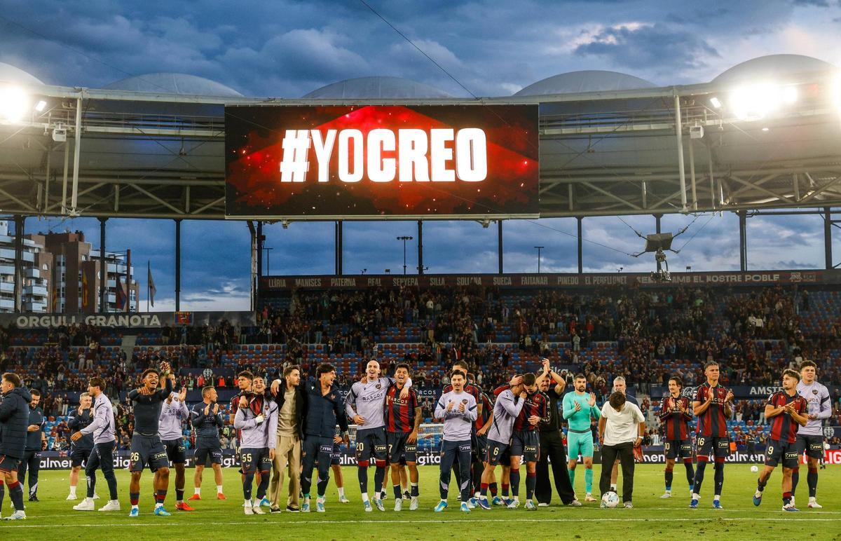 El lema 'Yo creo' ha acompañado al Levante UD en el tramo final de la temporada.