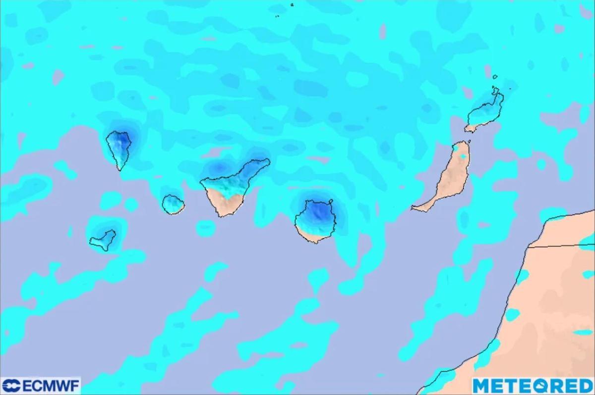 Mapa de la previsión del tiempo para este martes en Canarias