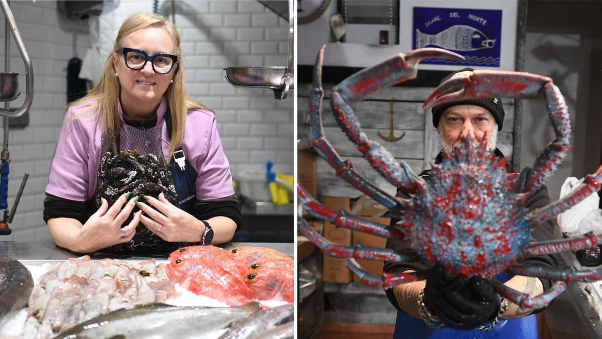 Marcos Sendón, de pescadería Marc del Norte, y pescadera de Cabo Vilán.