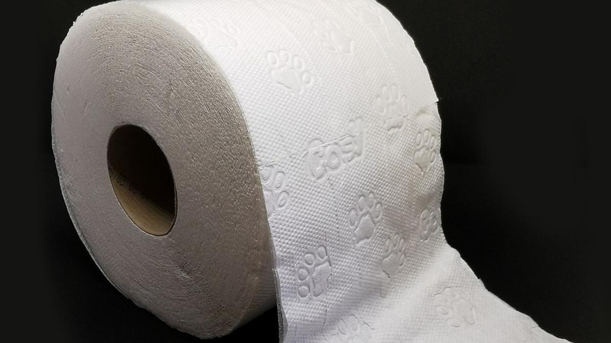 Un rollo de papel higiénico.