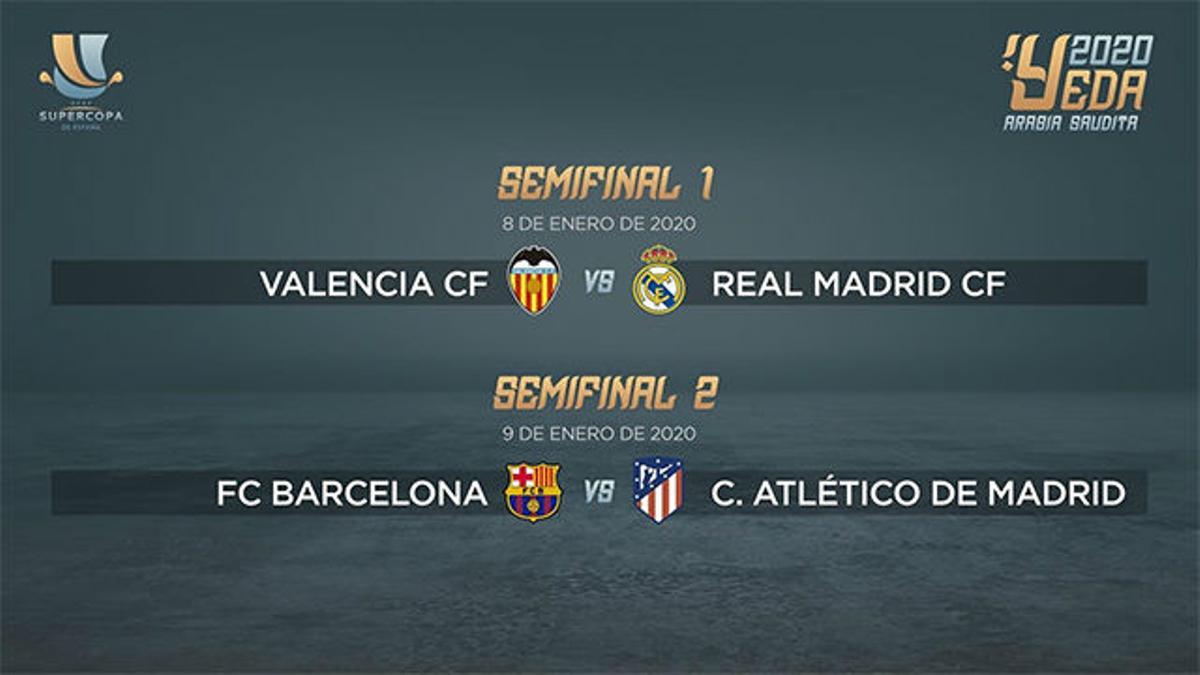 Valencia - Madrid y Barça - Atlético, semifinales de la Supercopa en Arabia Saudí