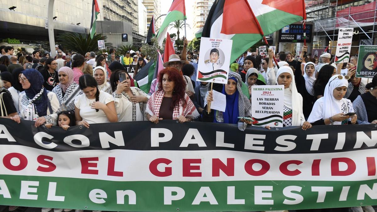 Una imagen de archivo de una manifestación por Palestina en Murcia
